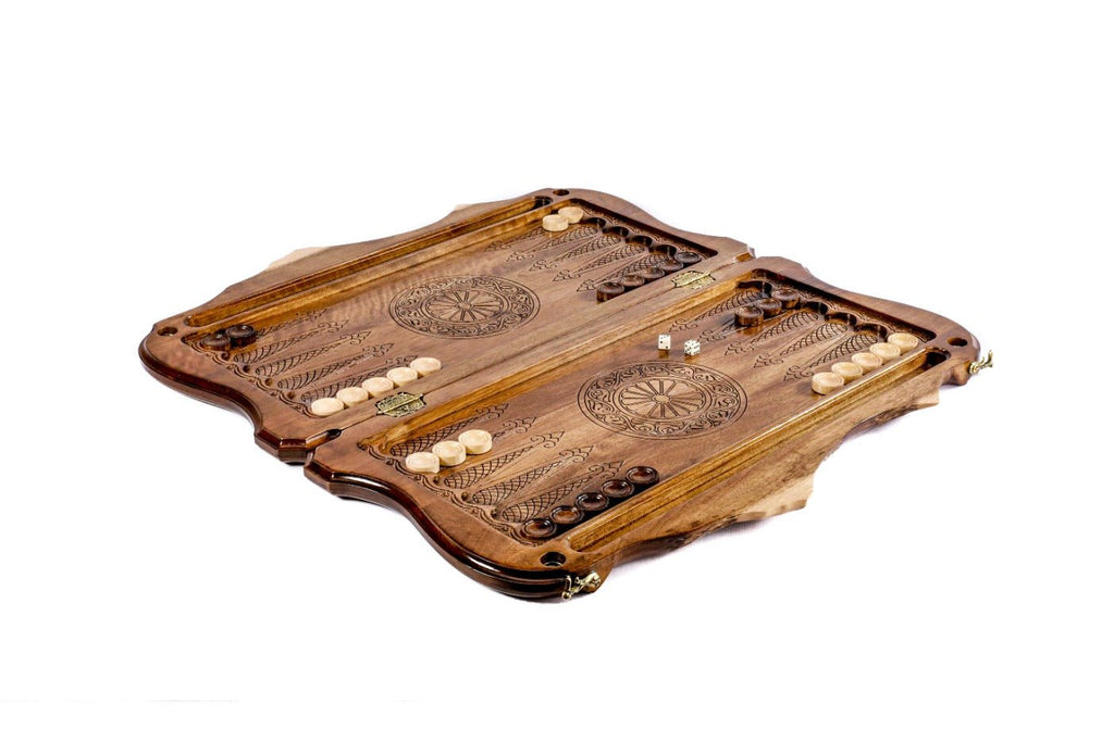 Premium handcrafted wooden backgammon board world map artistic epoxy design