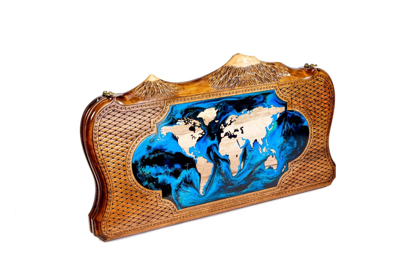 Backgammon Board - World Map With Epoxy - Unumperfectus