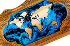 Luxury backgammon board with global map epoxy resin and Ararat silhouette
