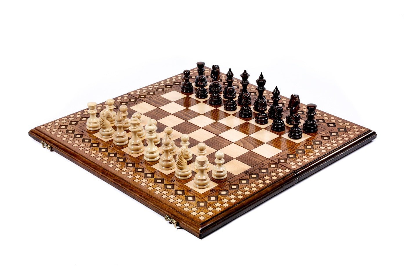 Luxury Armenian chess and backgammon carpet design wooden set