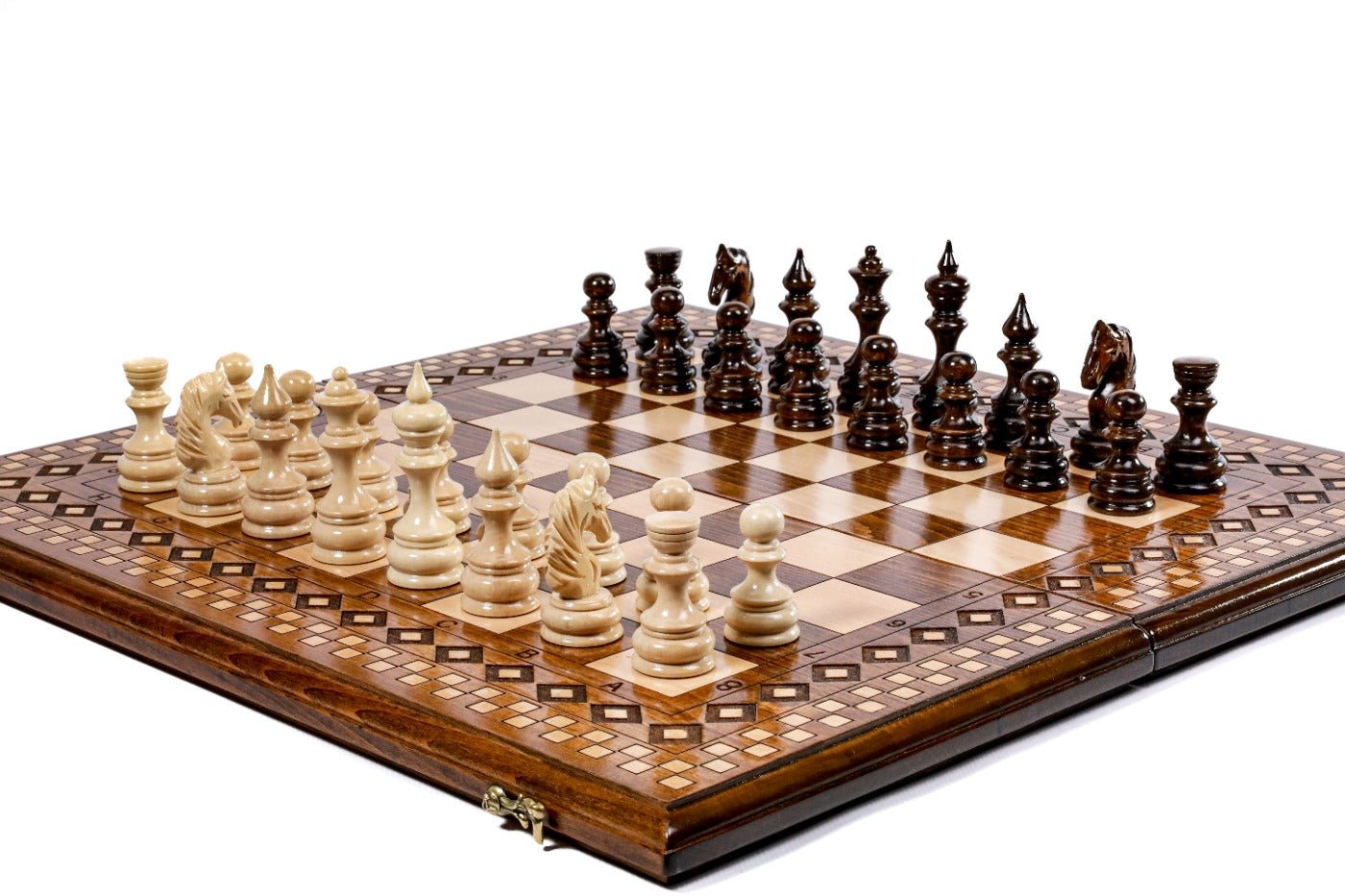 Handcrafted Armenian wooden chess board and backgammon classic style