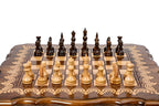 Ornamental Classic chess and backgammon set - chess pieces set up for play