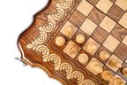 Ornamental Classic chess and backgammon set - close-up of the playing squares