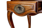 Side profile of the handmade contour-outline chess table