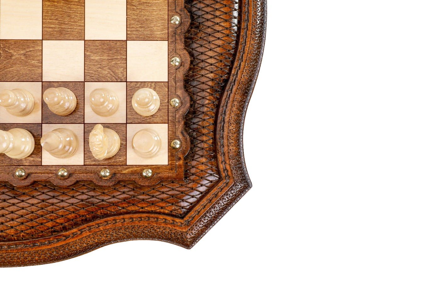 Wooden Table Chess Set With Contour Outline 60 cm | 24.7" - Unumperfectus