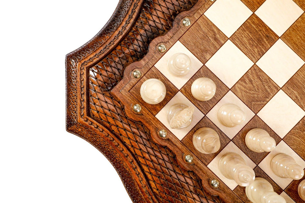 Wooden Table Chess Set With Contour Outline 60 cm | 24.7" - Unumperfectus