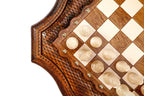 Detail of the carved edge on the contour-outline table