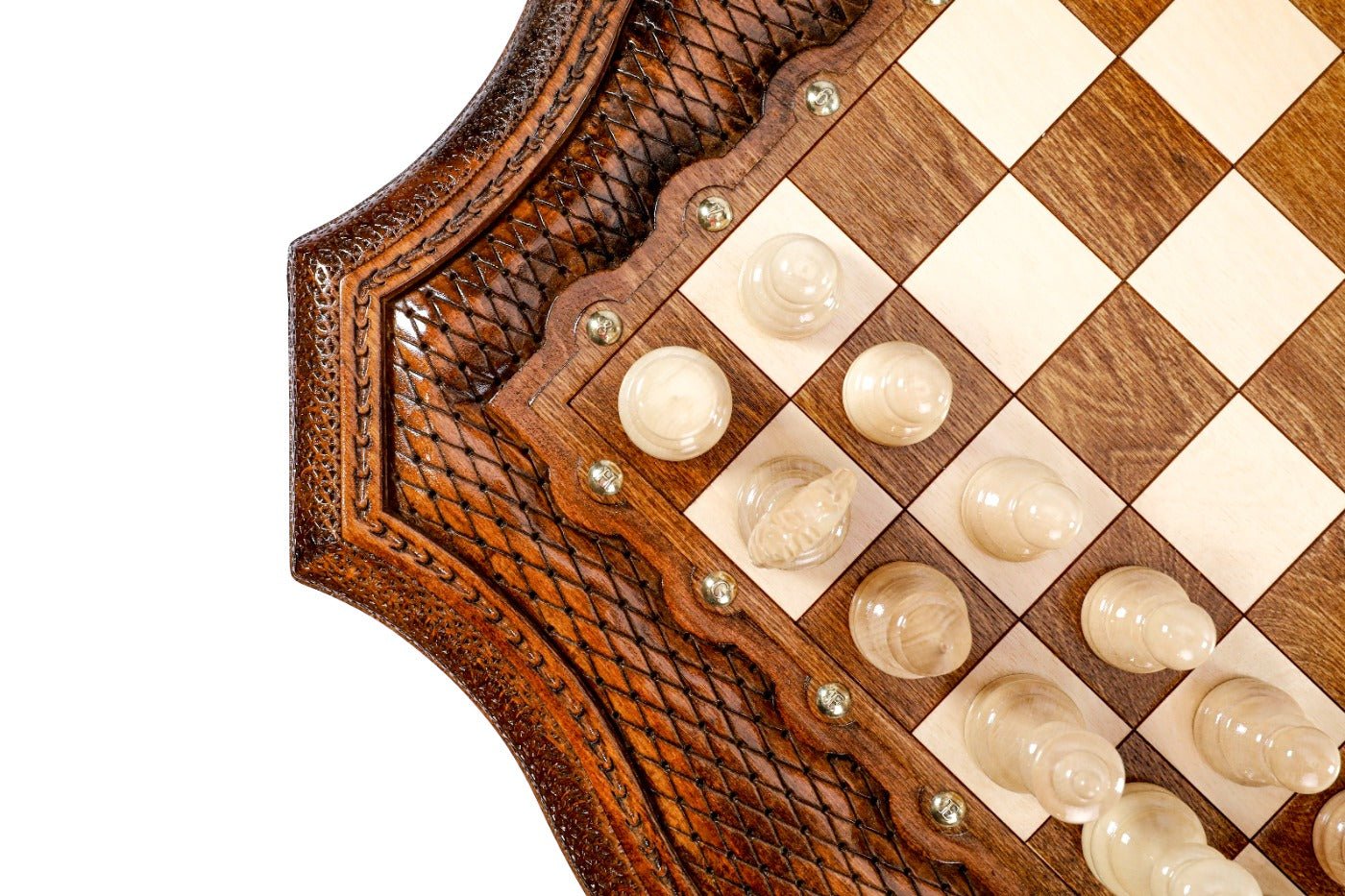 Wooden Table Chess Set With Contour Outline 60 cm | 24.7" - Unumperfectus