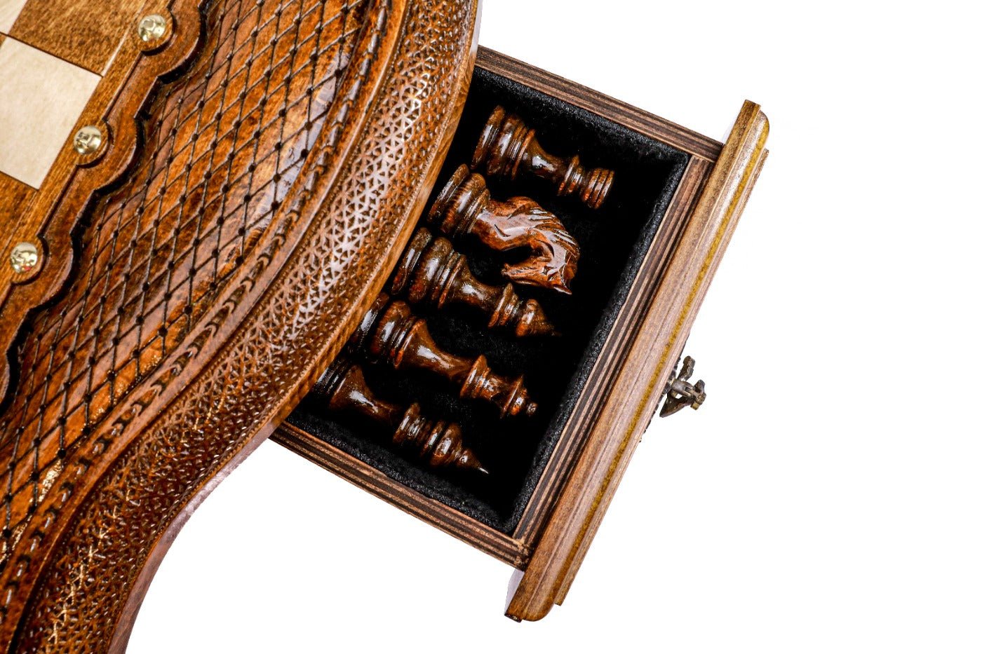 Wooden Table Chess Set With Contour Outline 60 cm | 24.7" - Unumperfectus