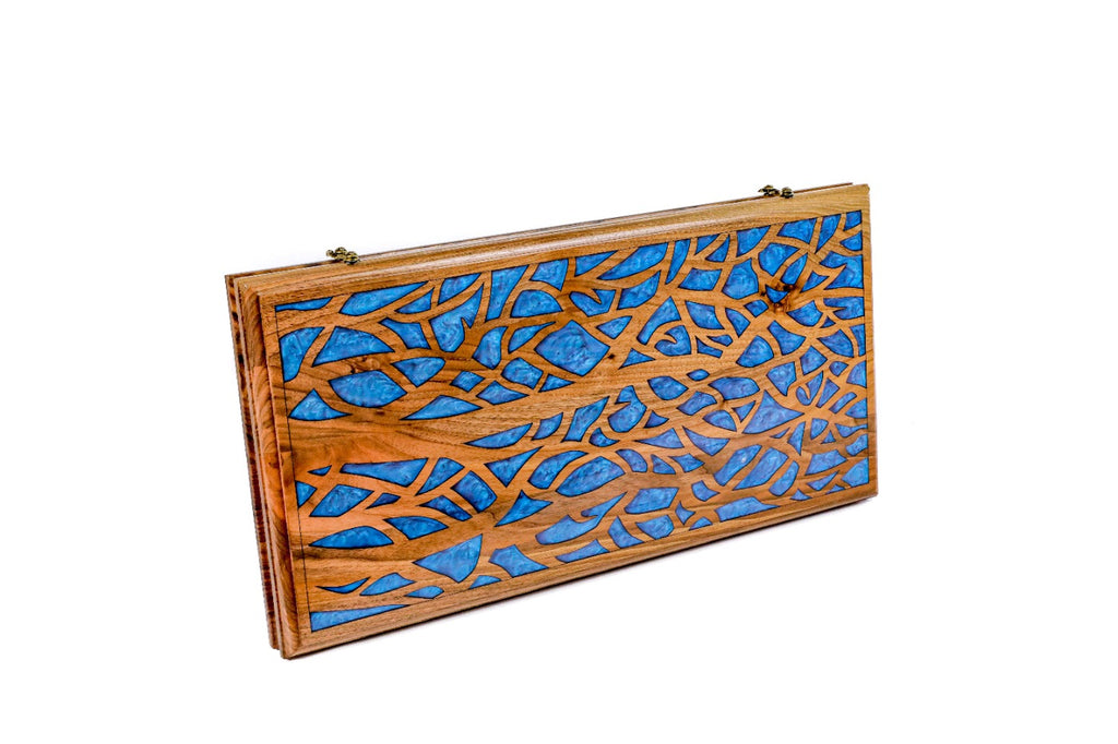 Epoxy Trees Backgammon Two-Sided Classic – Luxury Epoxy Wooden Backgammon Set - Unumperfectus