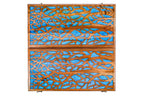 Epoxy Trees Two Sided Classic Epoxy backgammon set - playing pieces and dice arranged on the board