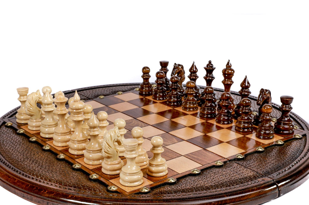 Circular Chess Set Wooden – Unique Round Wooden Chess Board - Unumperfectus