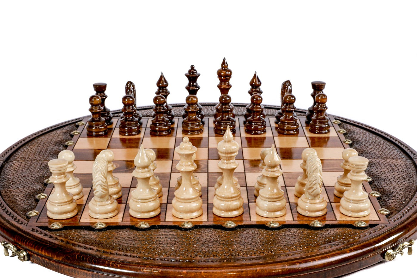 Circular Chess Set Wooden – Unique Round Wooden Chess Board - Unumperfectus