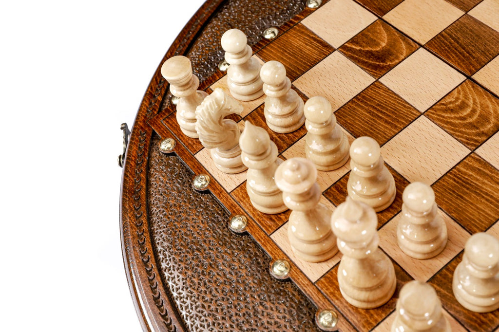 Circular Chess Set Wooden – Unique Round Wooden Chess Board - Unumperfectus