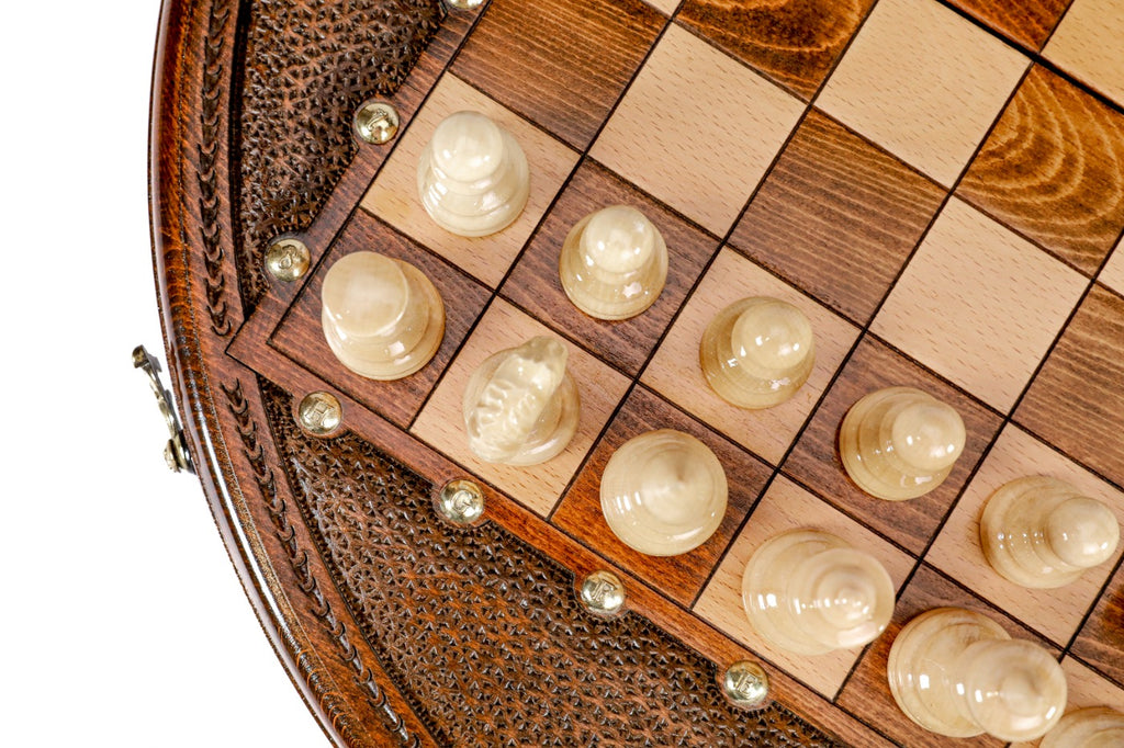 Circular Chess Set Wooden – Unique Round Wooden Chess Board - Unumperfectus