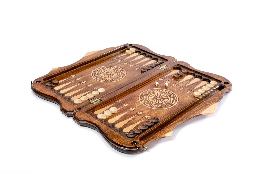 Premium handcrafted wooden backgammon board symbolic eagle cultural design