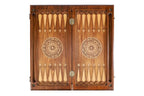 Classic Traditional Minimalist Design backgammon board - angled view
