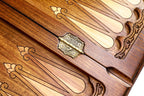 Classic Traditional Minimalist Design backgammon board - detail of the wood grain and finish