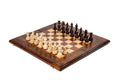 Wooden chess set with hand-carved diamond pattern border in dark beech wood — by Hrachya Ohanyan