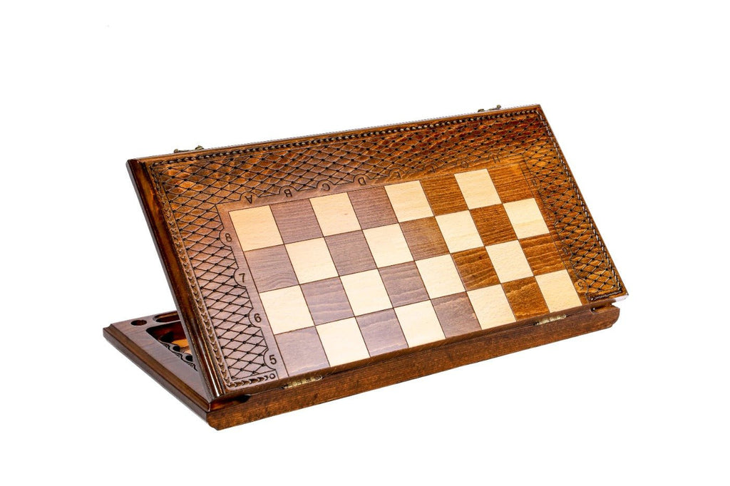 Hand-Carved Wooden Chess Board & Backgammon 60 cm | 23.6" - Unumperfectus