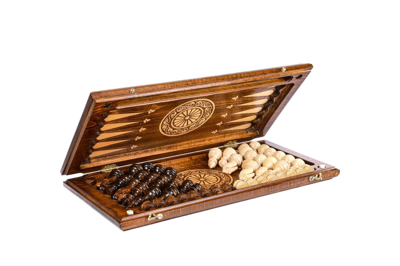Hand-Carved Wooden Chess Board & Backgammon 60 cm | 23.6" - Unumperfectus