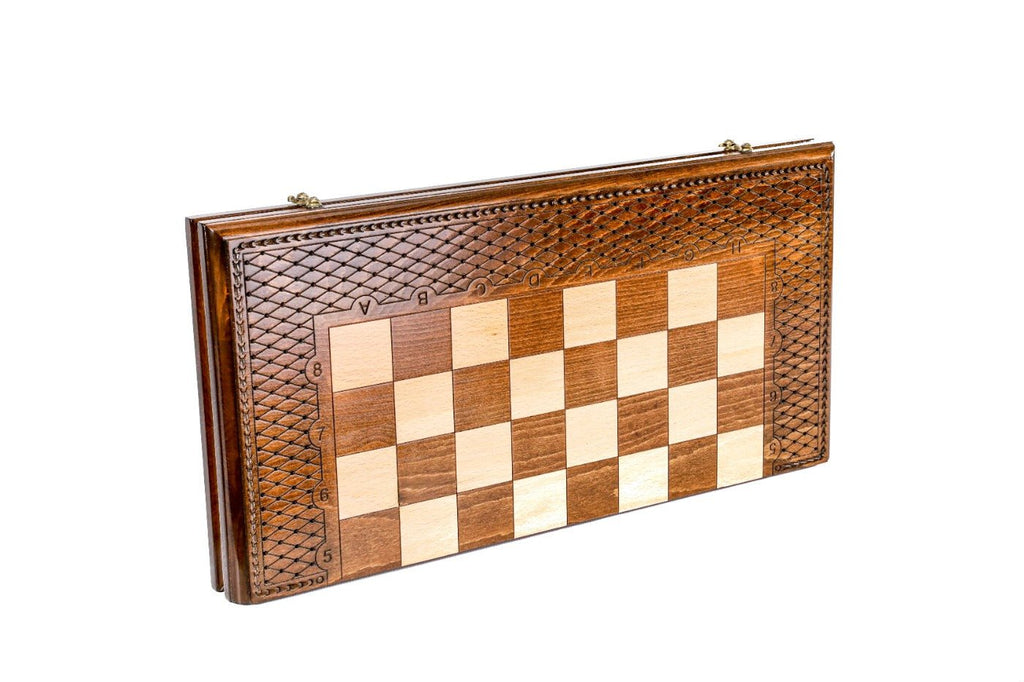 Hand-Carved Wooden Chess Board & Backgammon 60 cm | 23.6" - Unumperfectus