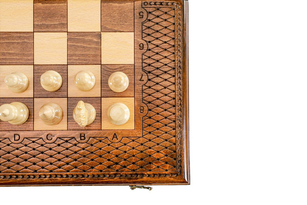 Hand-Carved Wooden Chess Board & Backgammon 60 cm | 23.6" - Unumperfectus