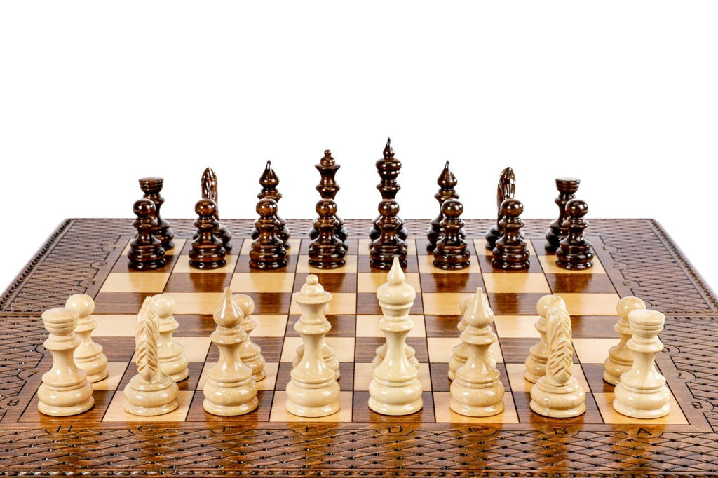 Hand-Carved Wooden Chess Board & Backgammon 60 cm | 23.6" - Unumperfectus