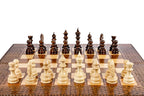 Hand Carved chess and backgammon set - chess pieces set up for play