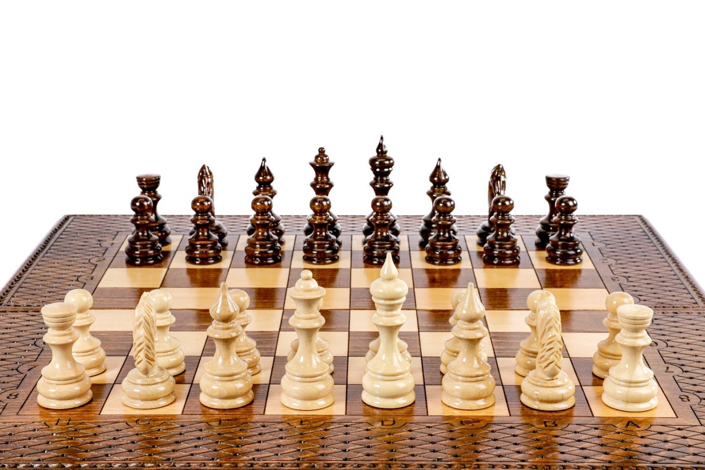 Hand-Carved Wooden Chess Board & Backgammon 60 cm | 23.6" - Unumperfectus
