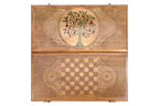 Pomegranate Tree Epoxy backgammon board - corner detail of the board