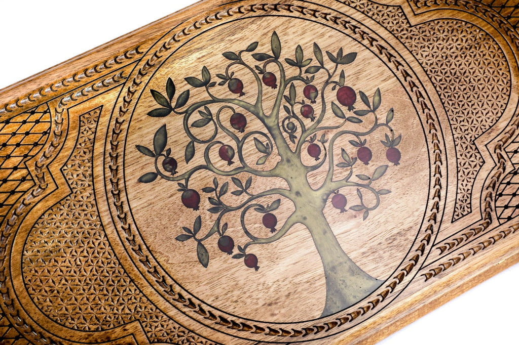 Luxury backgammon board with pomegranate artistic epoxy resin finish