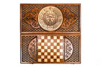 Coat of Arms of Uzbekistan backgammon board - corner detail of the board