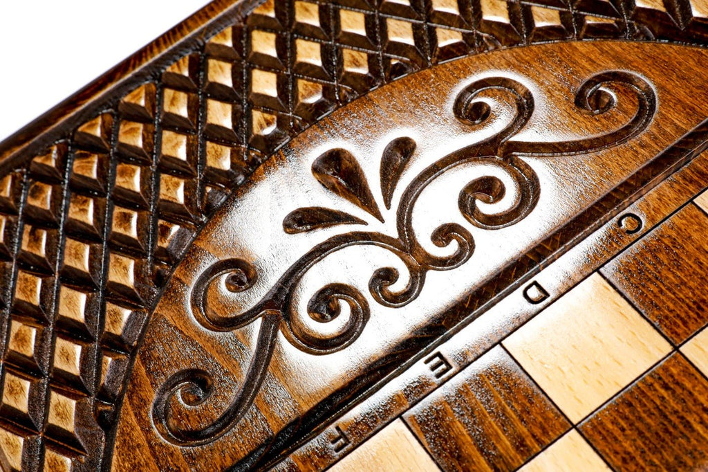 Wooden Backgammon Board Coat of Arms of Uzbekistan 23.6" | 60 cm - Unumperfectus