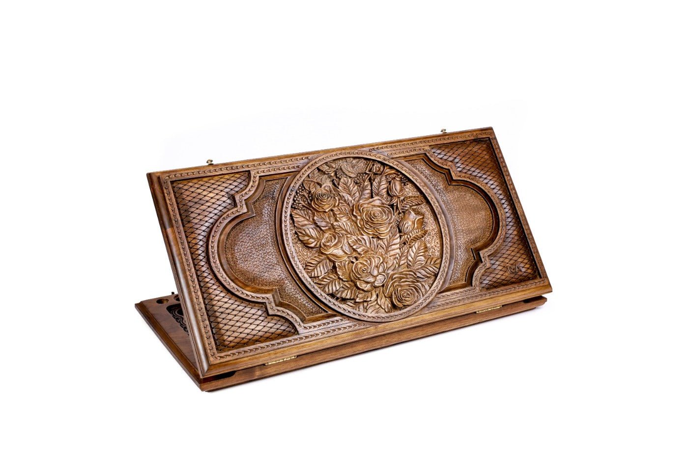 Roses wooden backgammon board handcrafted classic luxury design