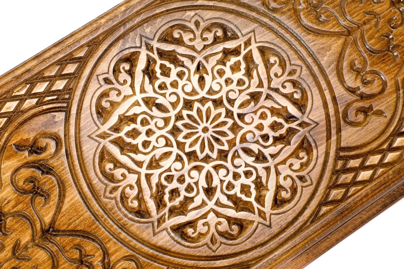 Handcrafted backgammon set with decorative carved detailing