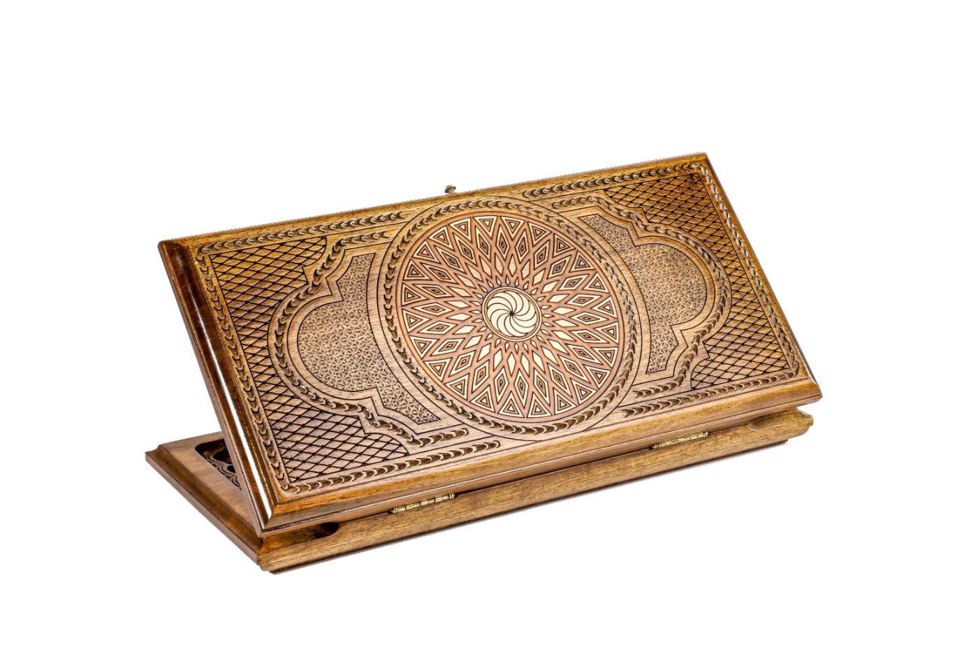 Ornamental epoxy wooden backgammon board handcrafted luxury design