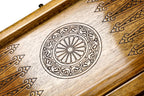 Ornamental Epoxy backgammon board - carrying case and accessories