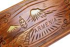 Handcrafted wooden backgammon set with Armenian motif detailing