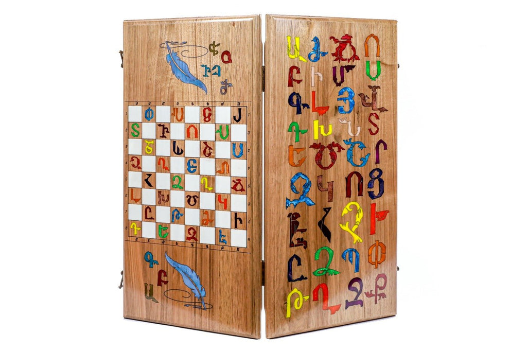 Backgammon Board - Armenian Alphabet With Epoxy - Unumperfectus