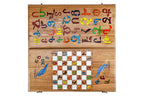 Armenian Alphabet Epoxy backgammon board - close-up of the carved design