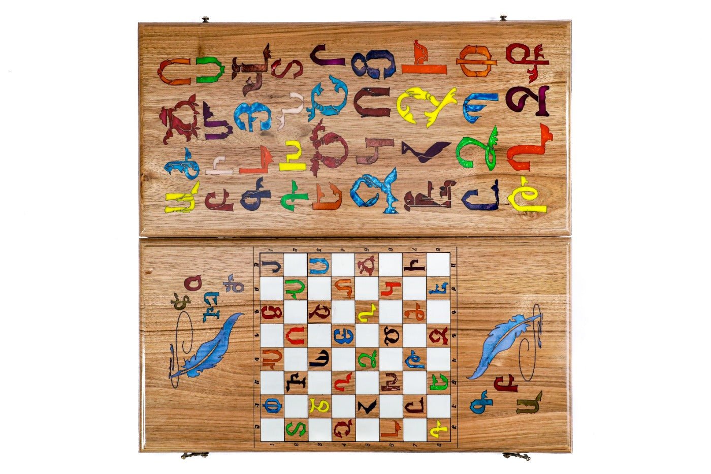 Backgammon Board - Armenian Alphabet With Epoxy - Unumperfectus