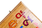 Armenian Alphabet Epoxy backgammon board - side profile showing the craftsmanship