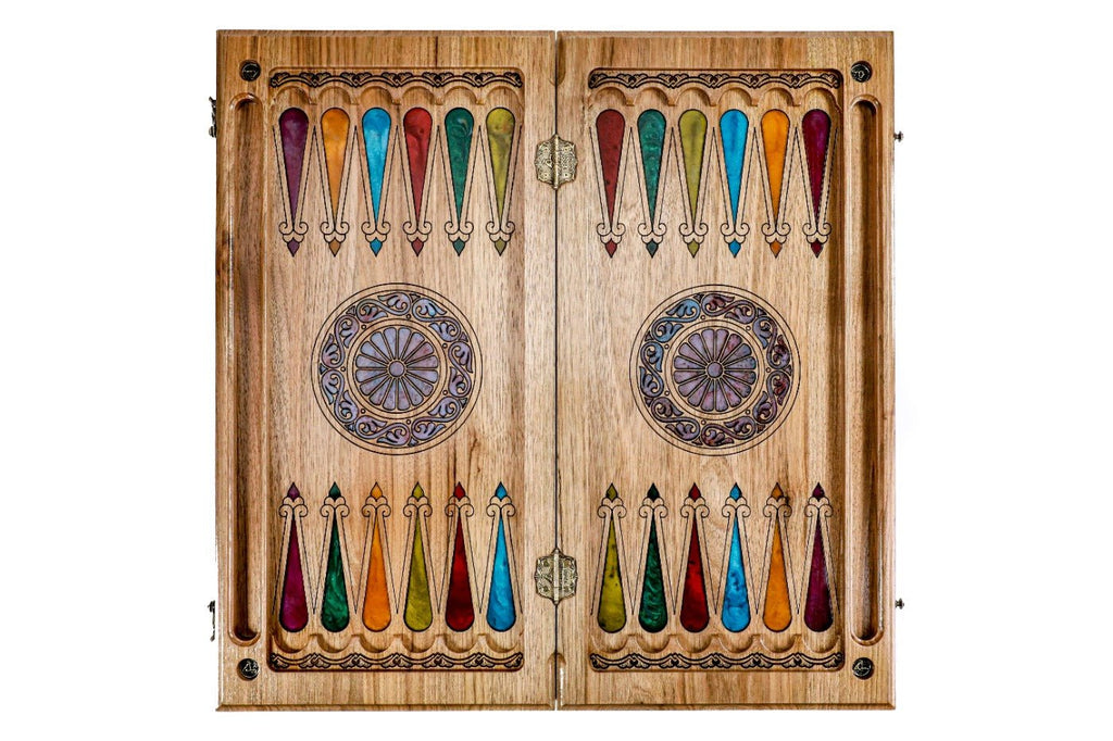 Backgammon Board - Armenian Alphabet With Epoxy - Unumperfectus