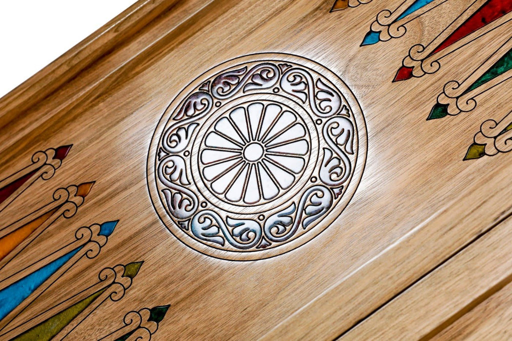 Backgammon Board - Armenian Alphabet With Epoxy - Unumperfectus