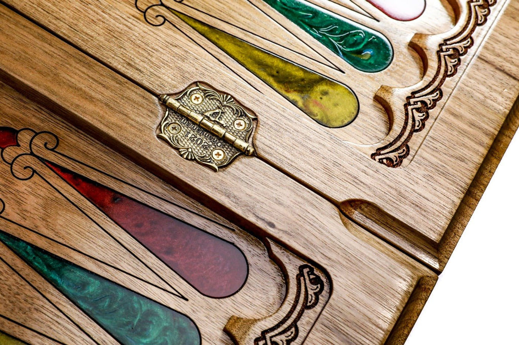 Backgammon Board - Armenian Alphabet With Epoxy - Unumperfectus