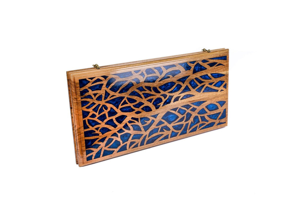 Backgammon Board - Dark Blue Epoxy Trees - Unumperfectus