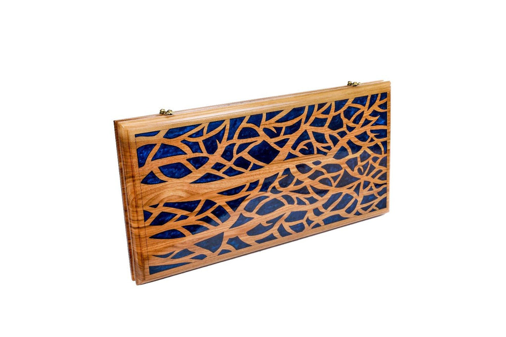 Backgammon Board - Dark Blue Epoxy Trees - Unumperfectus