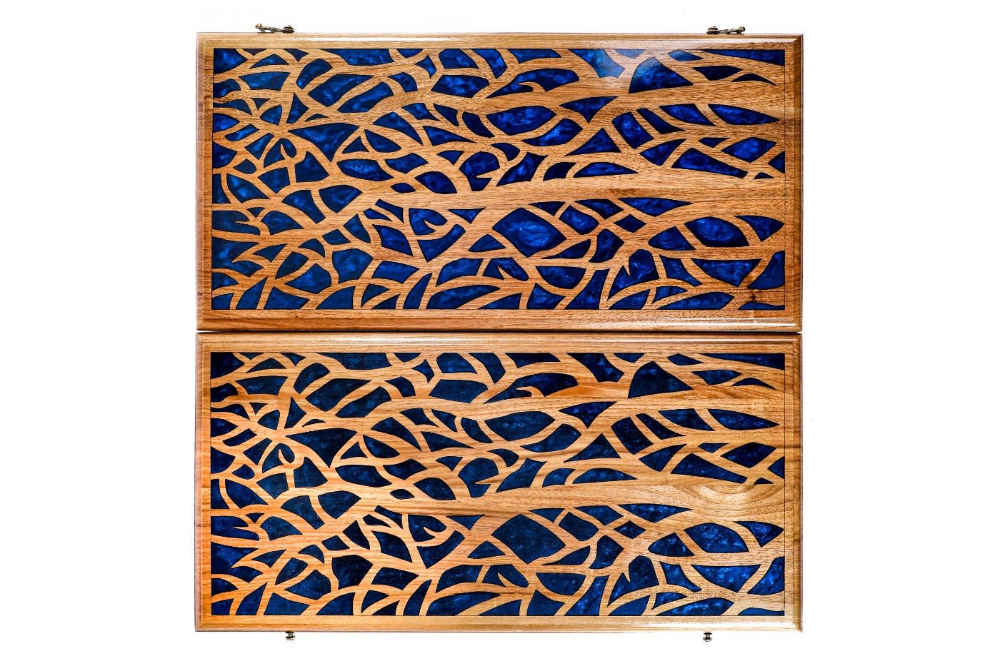 Backgammon Board - Dark Blue Epoxy Trees - Unumperfectus