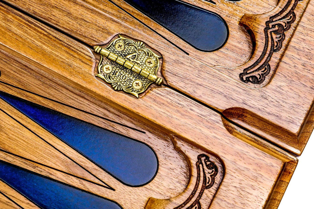 Backgammon Board - Dark Blue Epoxy Trees - Unumperfectus